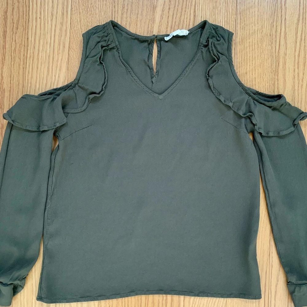 Coverstitched Cold Shoulder Top